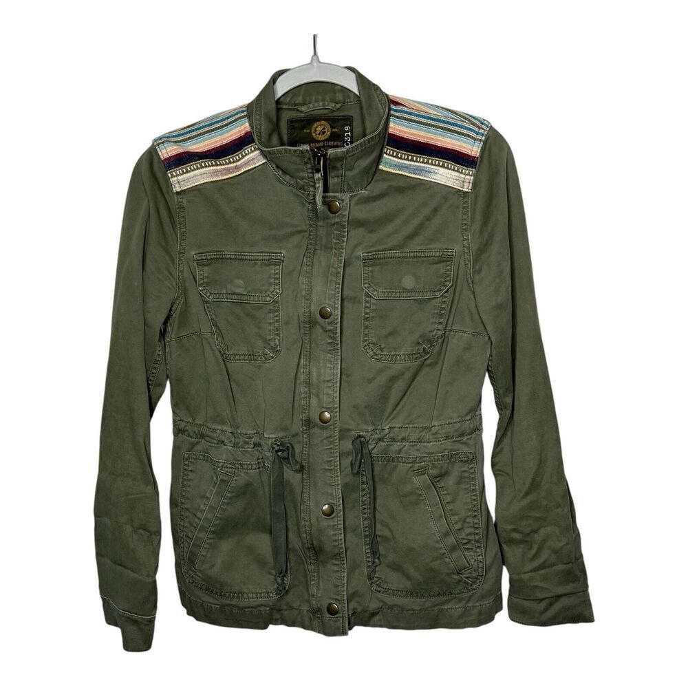 Lucky Brand Jacket Womens Small Boho Olive Green Cotton Southwestern Festival
